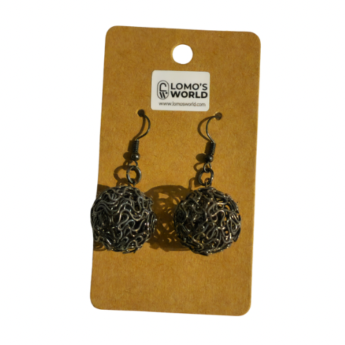 Antique Grey Wire Sphere Earrings