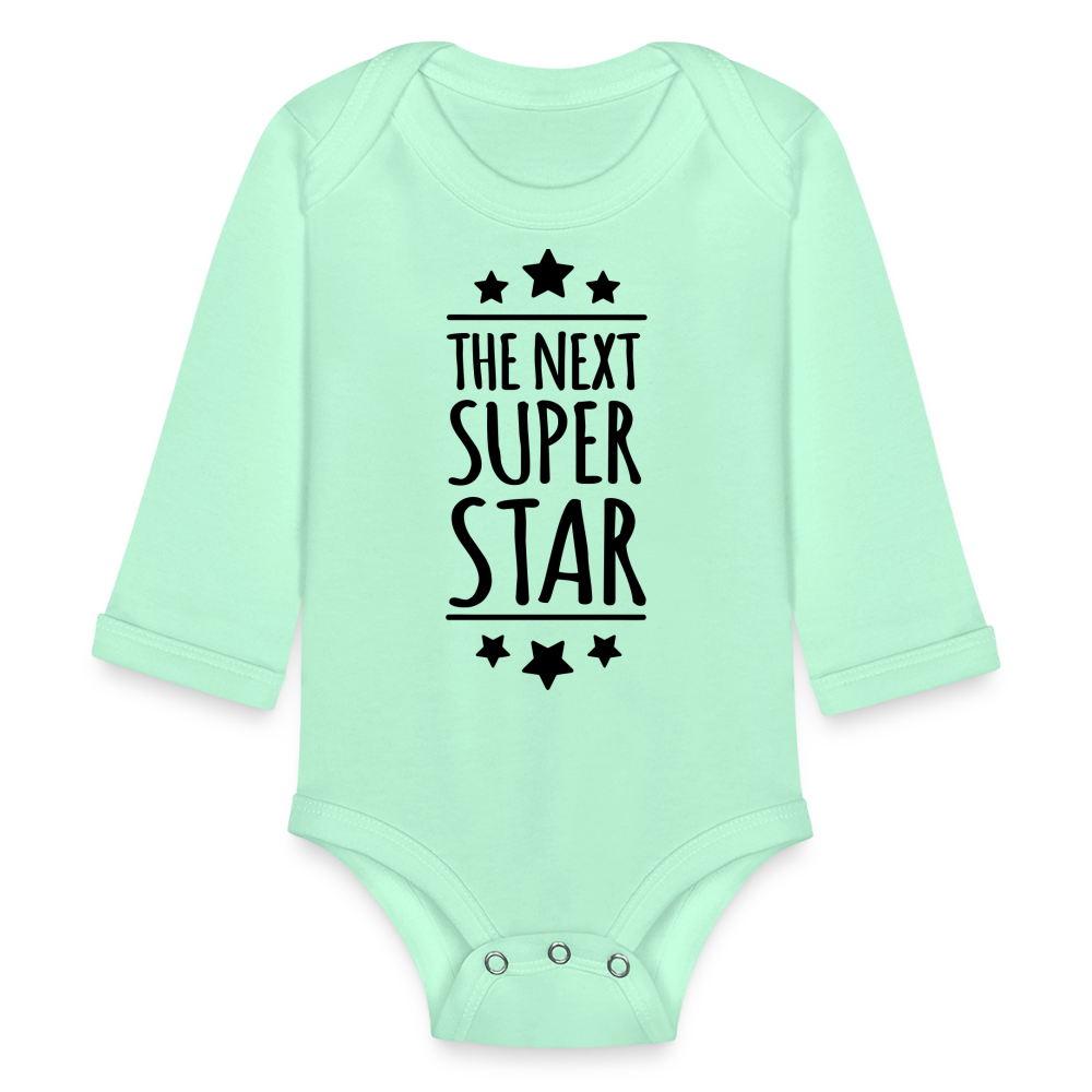Organic Long Sleeve Baby Bodysuit - light mint