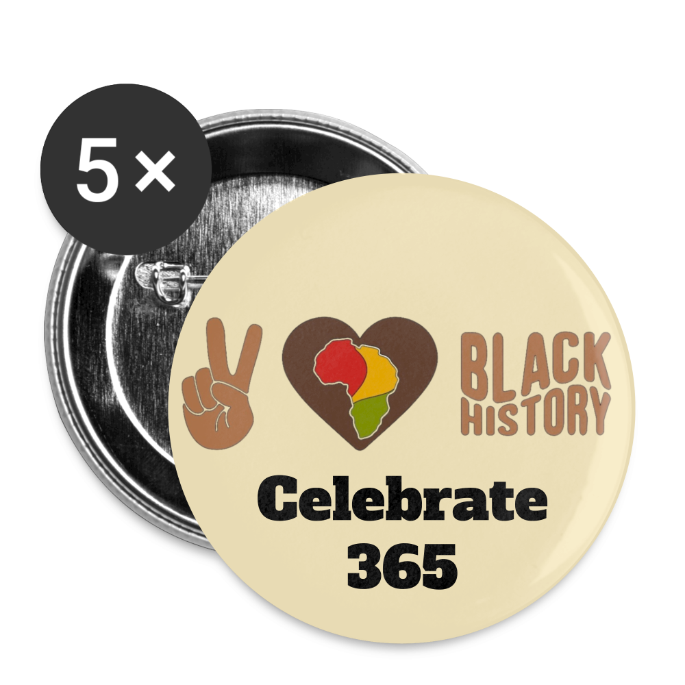 Peace Love Black History Buttons large 2.2'' (5-pack) - white