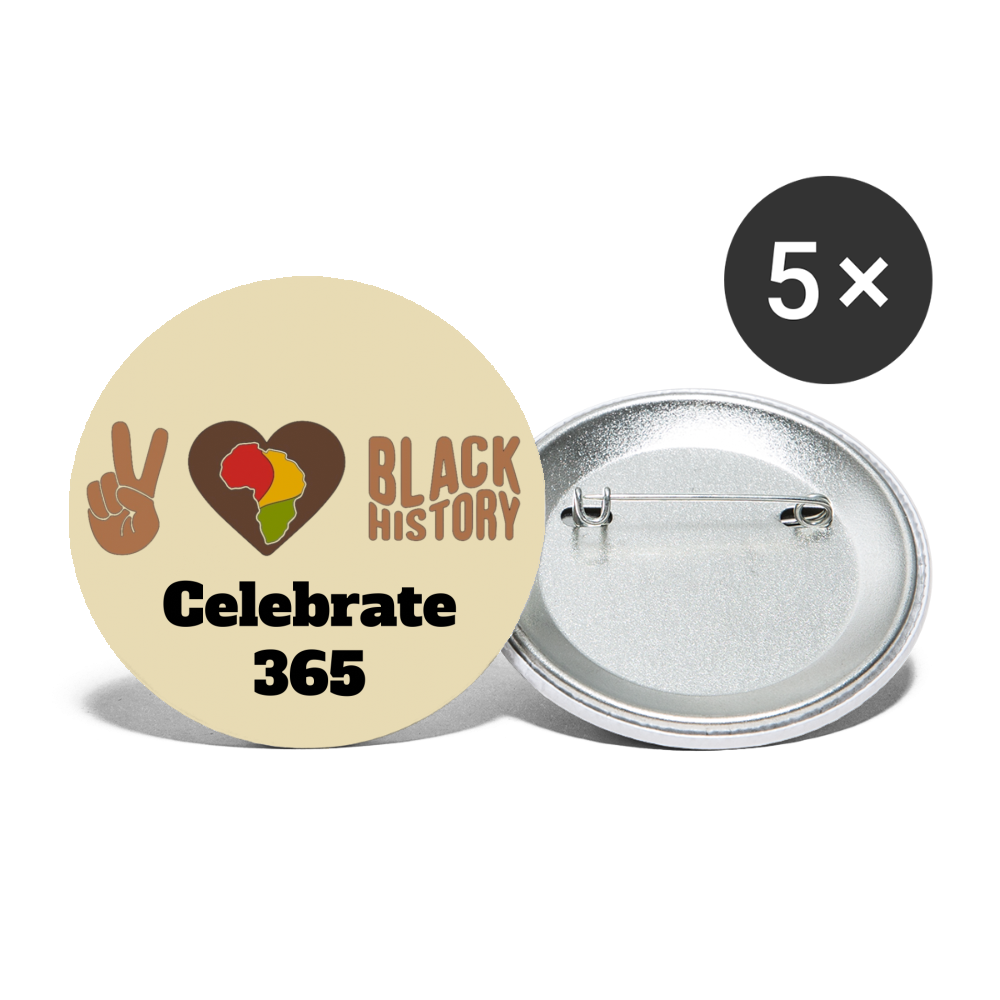 Peace Love Black History Buttons large 2.2'' (5-pack) - white