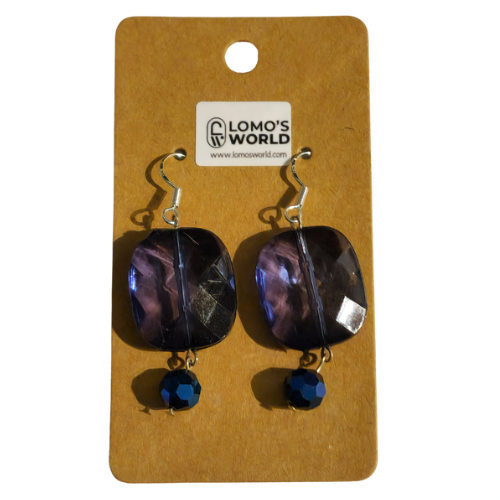 Blue Faceted Dangle Earrings