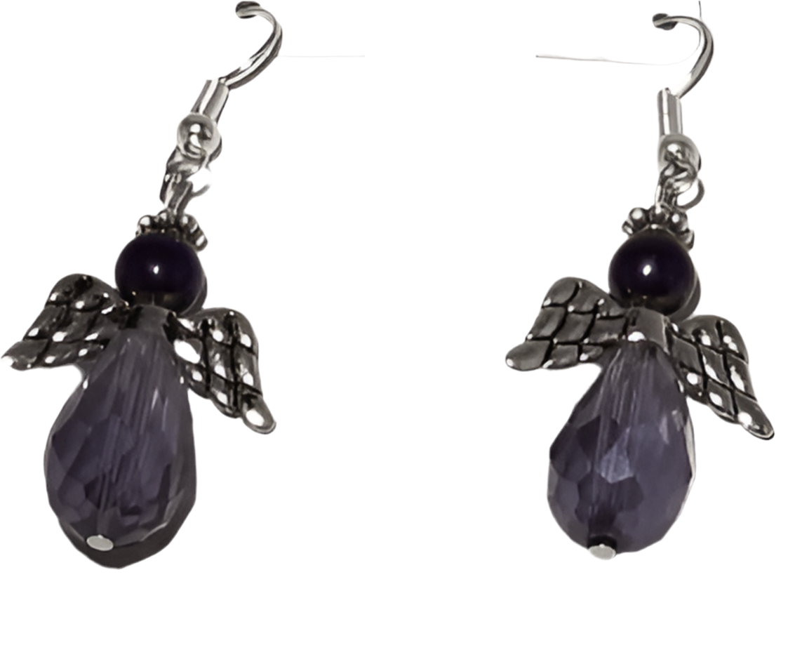 Guardian Angel Earrings, Silver-Tone Wings