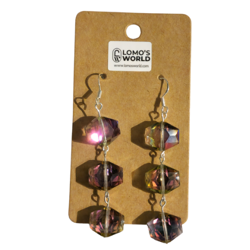 Multi-Faceted Iridescent Gemstone Earrings