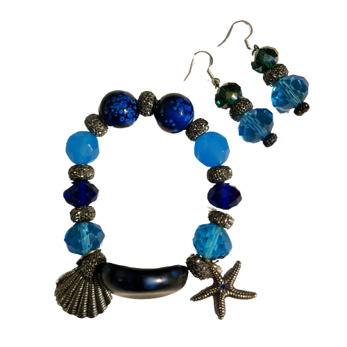 Ocean-Inspired Bracelet and Earrings Set
