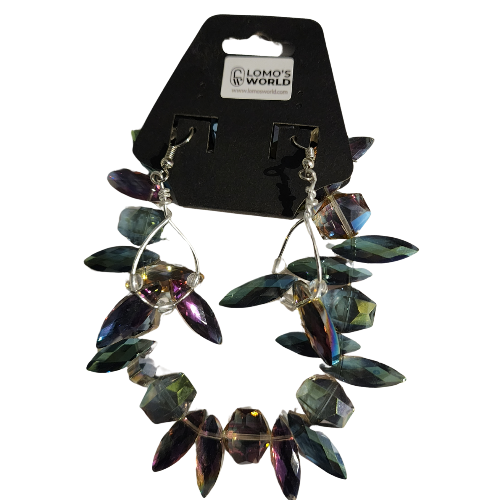 Iridescent Crystal Beaded Bracelet and Earrings Set