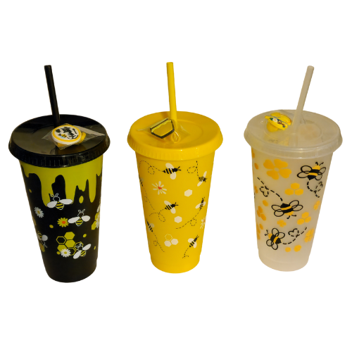 Bee-Themed Reusable Tumbler