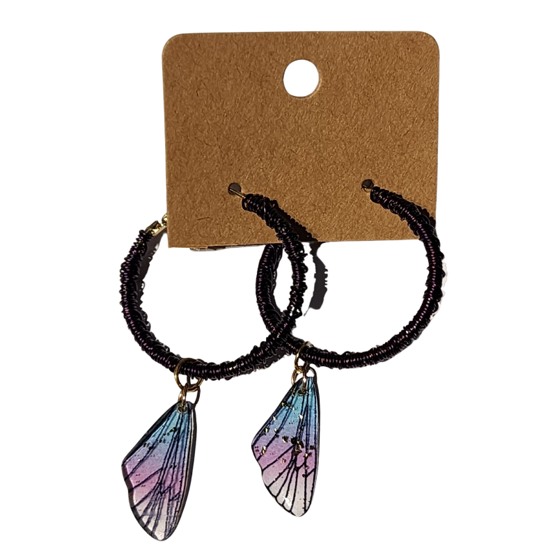 Mystical Fairy Wing Hoop Earrings – Pastel Delight
