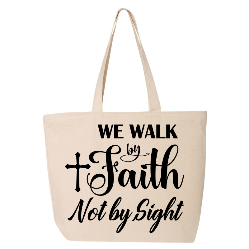 We Walk By Faith Canvas Tote Bag
