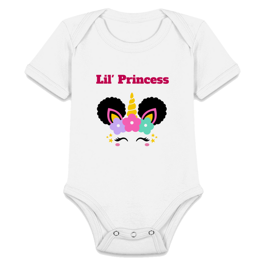 Lil' Princess Organic Short Sleeve Baby Bodysuit - white