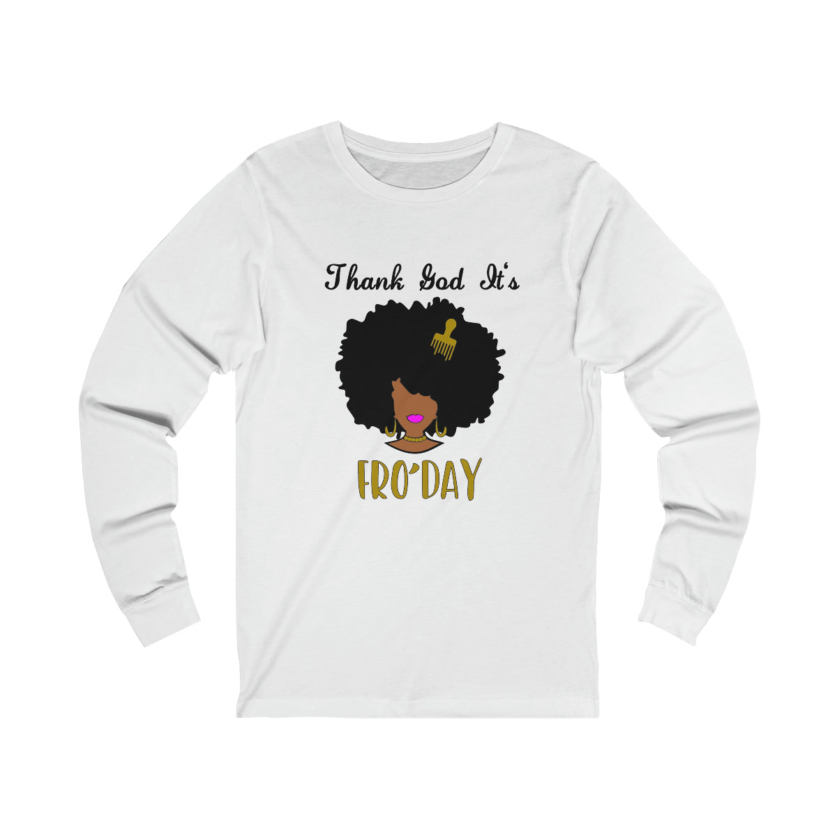 Thank God It's Fro'day Jersey Long Sleeve Tee