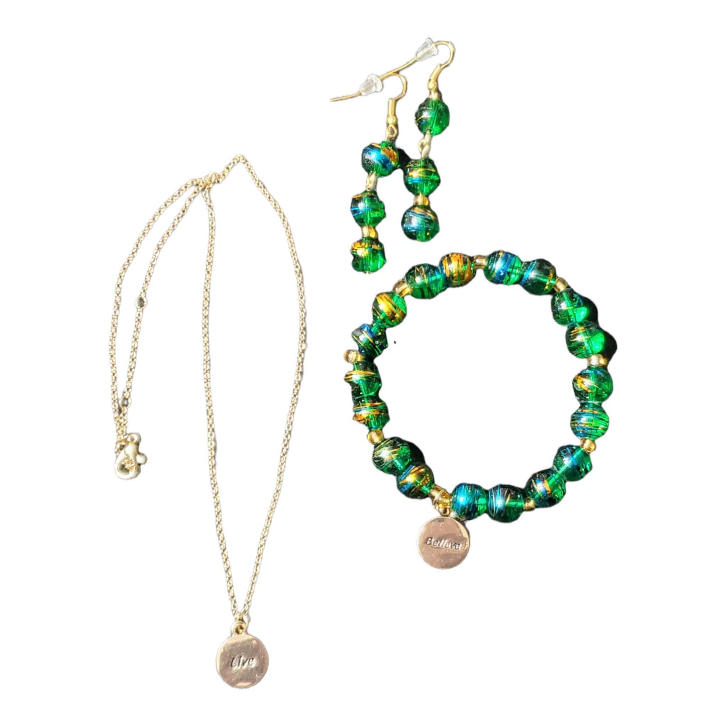 Believe 3 Piece Jewelry Set; Necklace, Bracelet, & Earrings