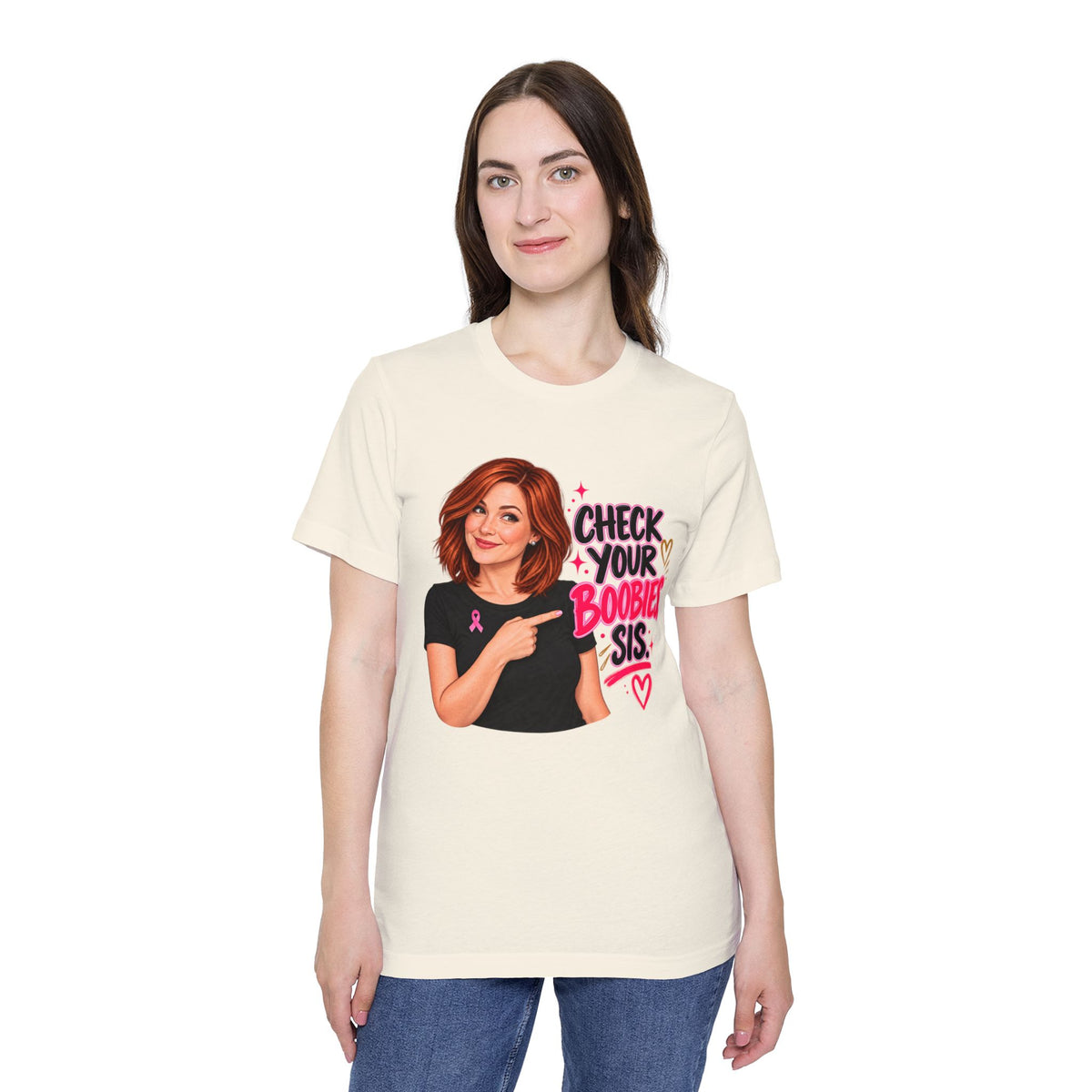 Breast Cancer Awareness T-Shirt — "Check Your Boobies, Sis" Graphic