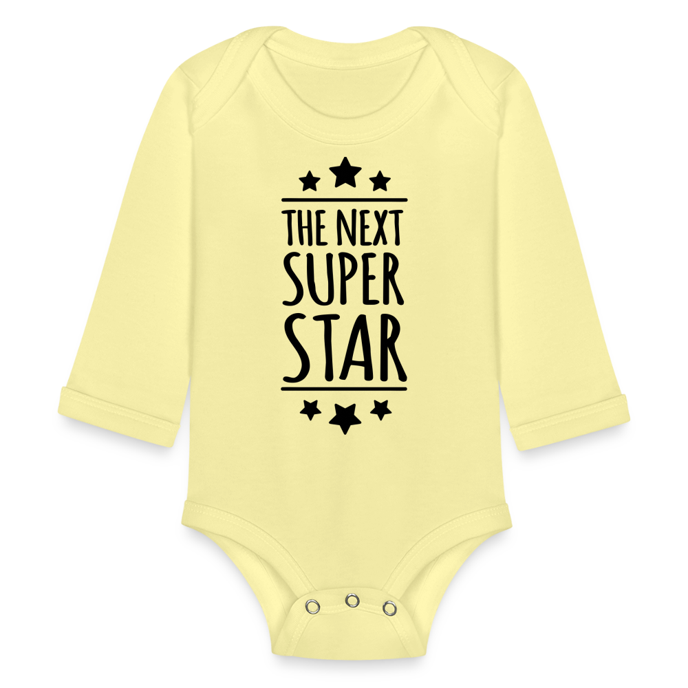 Organic Long Sleeve Baby Bodysuit - washed yellow
