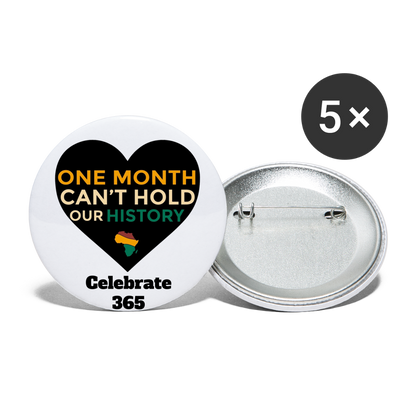 Celebrate Black History Buttons large 2.2'' (5-pack) - white