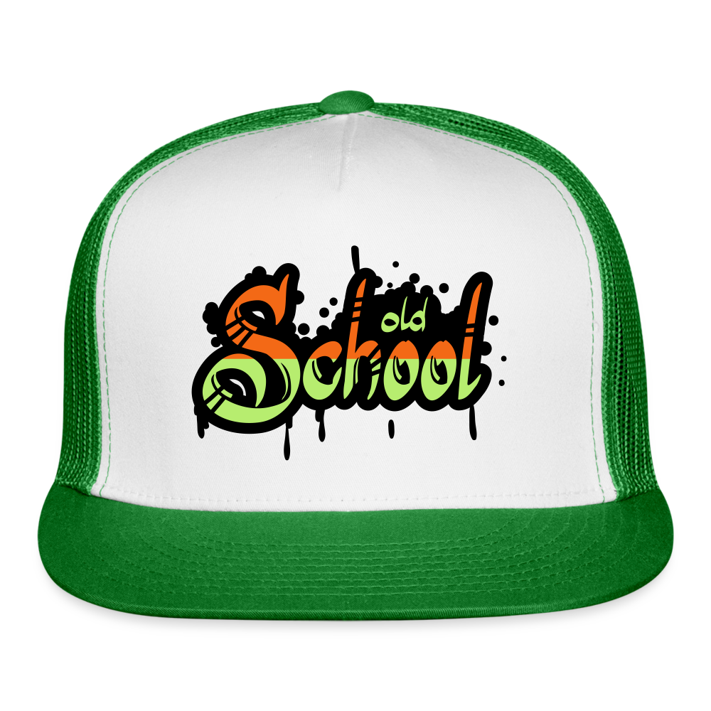 Old School Trucker Hat - white/kelly green