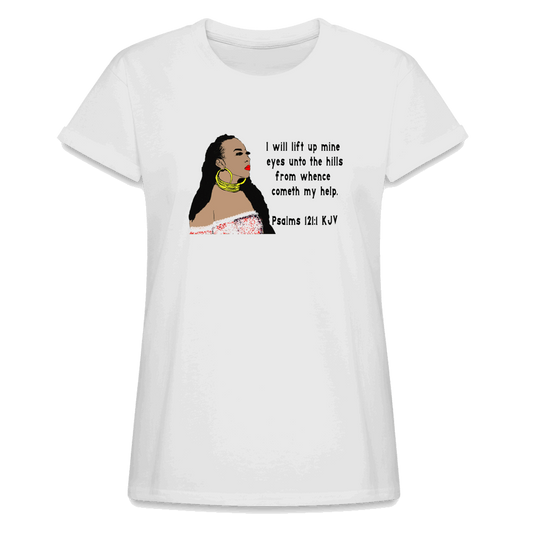 Women's Relaxed Fit T-Shirt Psalms 121:1 - white
