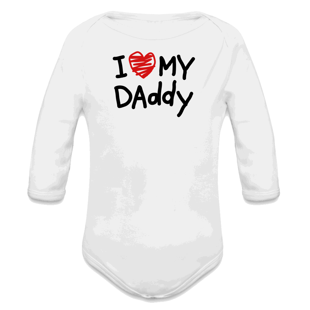 I Love My Daddy Organic Long Sleeve Baby Bodysuit - white