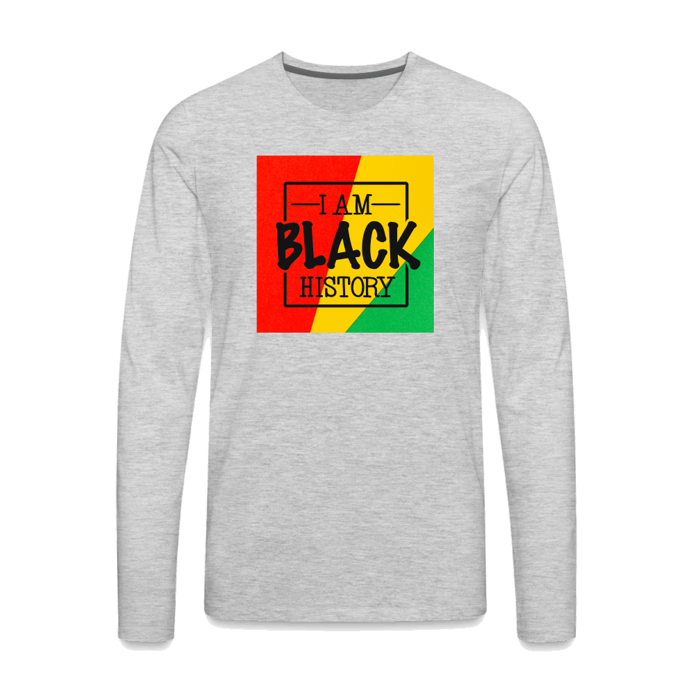 I Am Black History Unisex Premium Long Sleeve T-Shirt - heather gray