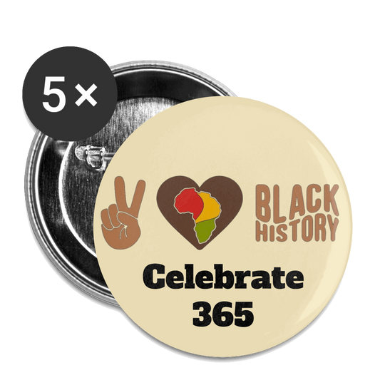 Peace Love Black History Buttons large 2.2'' (5-pack) - white