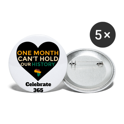 Celebrate Black History Buttons large 2.2'' (5-pack) - white