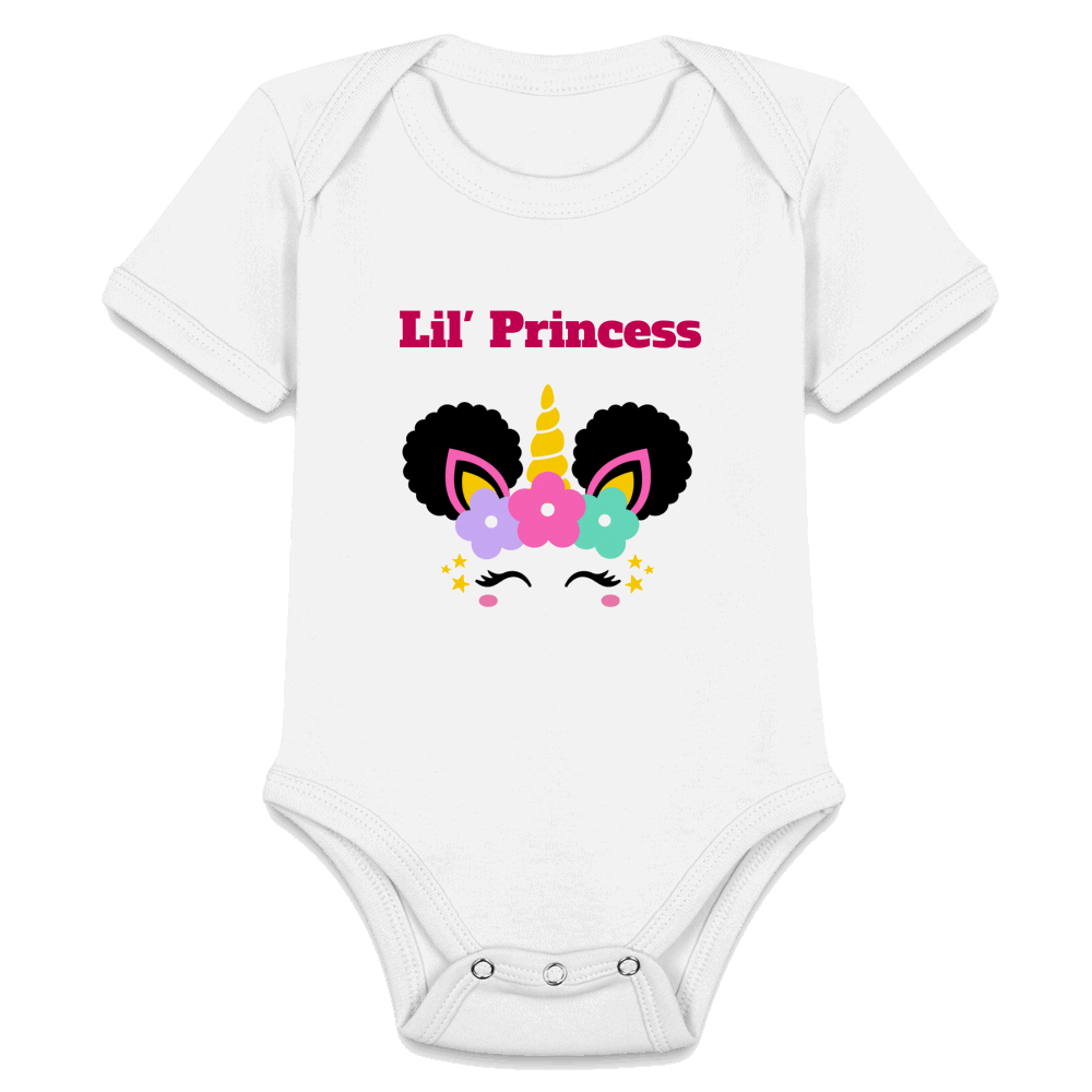 Lil' Princess Organic Short Sleeve Baby Bodysuit - white