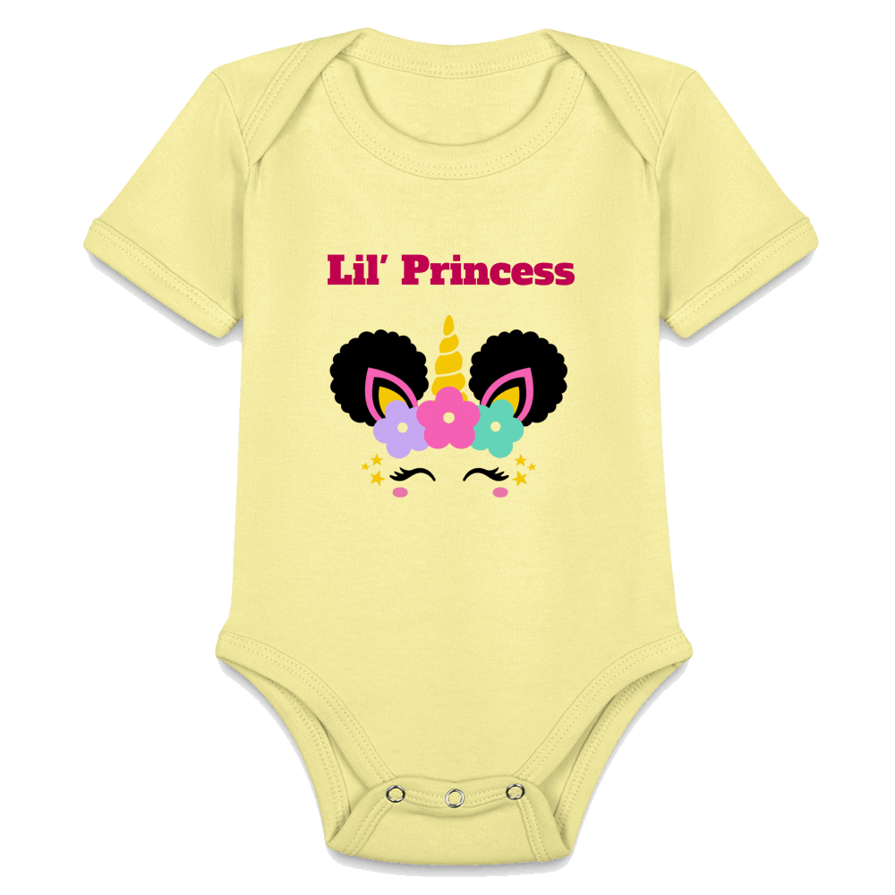 Lil' Princess Organic Short Sleeve Baby Bodysuit - washed yellow