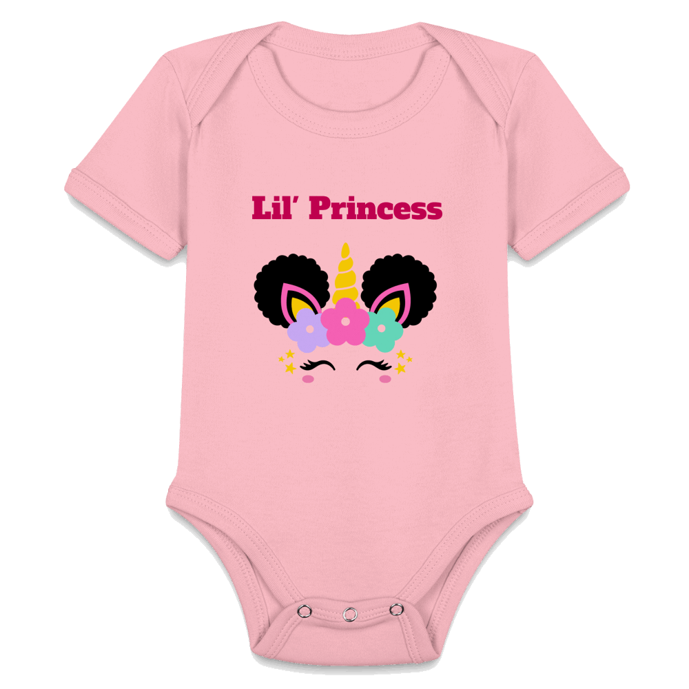 Lil' Princess Organic Short Sleeve Baby Bodysuit - light pink