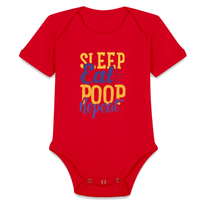 Sleep Eat Poop Repeat Organic Short Sleeve Baby Bodysuit - red