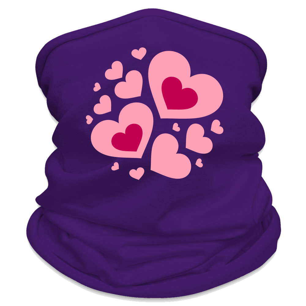 Multifunctional Scarf Heart Print - purple