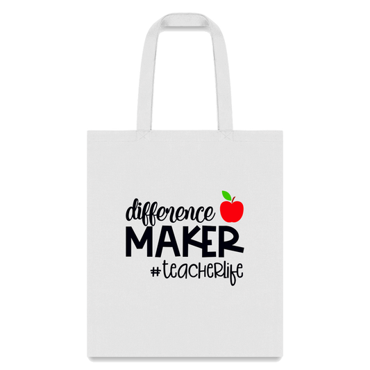 Difference Maker Teacher Life Tote Bag - white