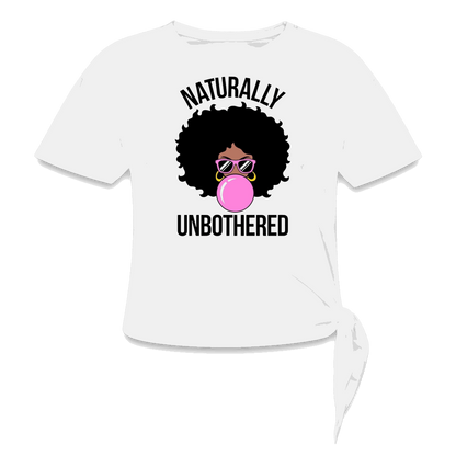 Women's Knotted T-Shirt - Naturally Unbothered - white