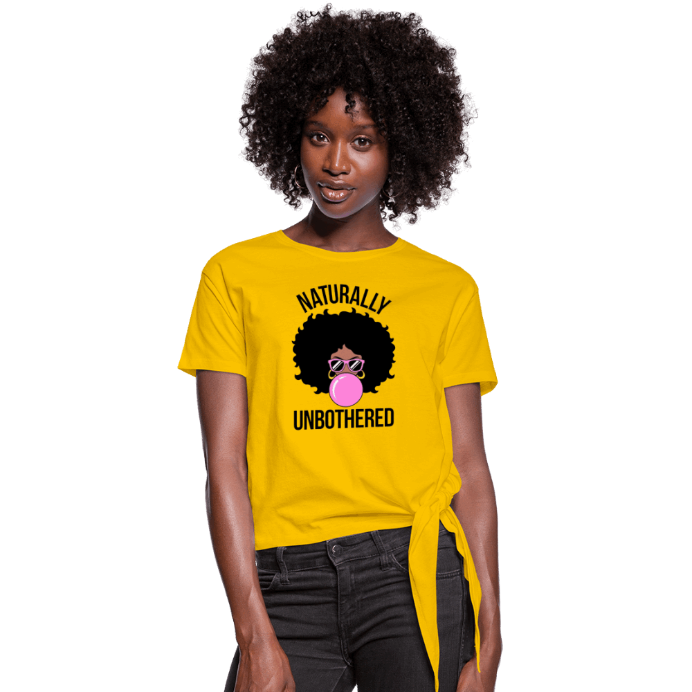Women's Knotted T-Shirt - Naturally Unbothered - sun yellow