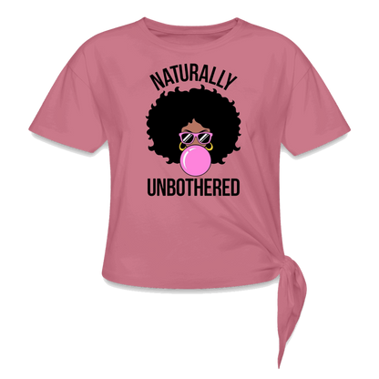 Women's Knotted T-Shirt - Naturally Unbothered - mauve