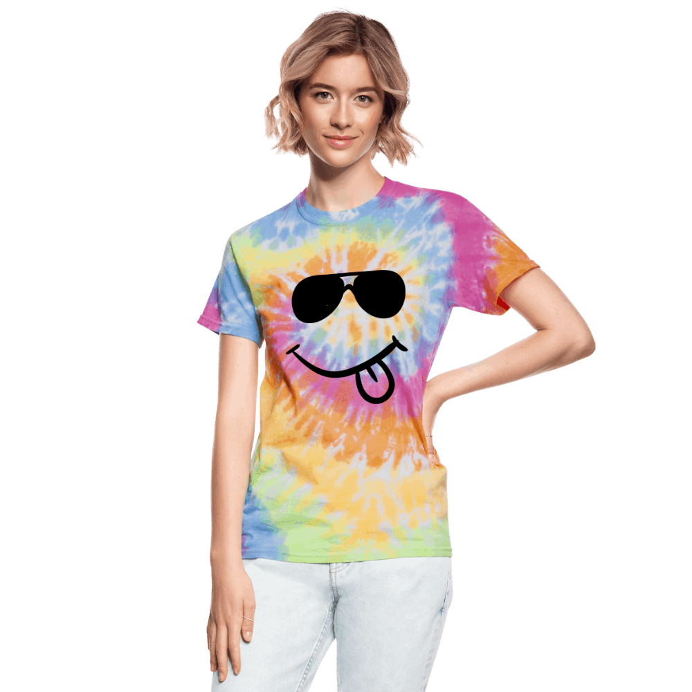 Unisex Tie Dye T-Shirt - Smiley Face - rainbow