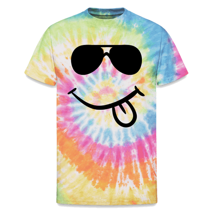 Unisex Tie Dye T-Shirt - Smiley Face - rainbow