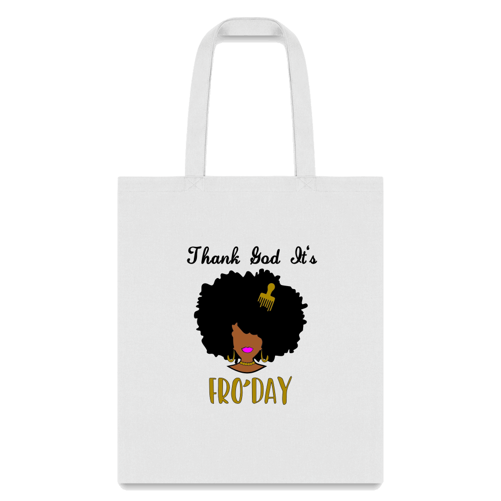 Thank God It's Fro'Day Tote Bag - white