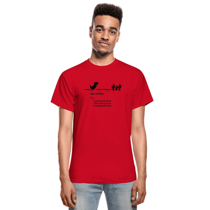 Gildan Ultra Cotton Adult T-Shirt -  I'm Are Offline - red