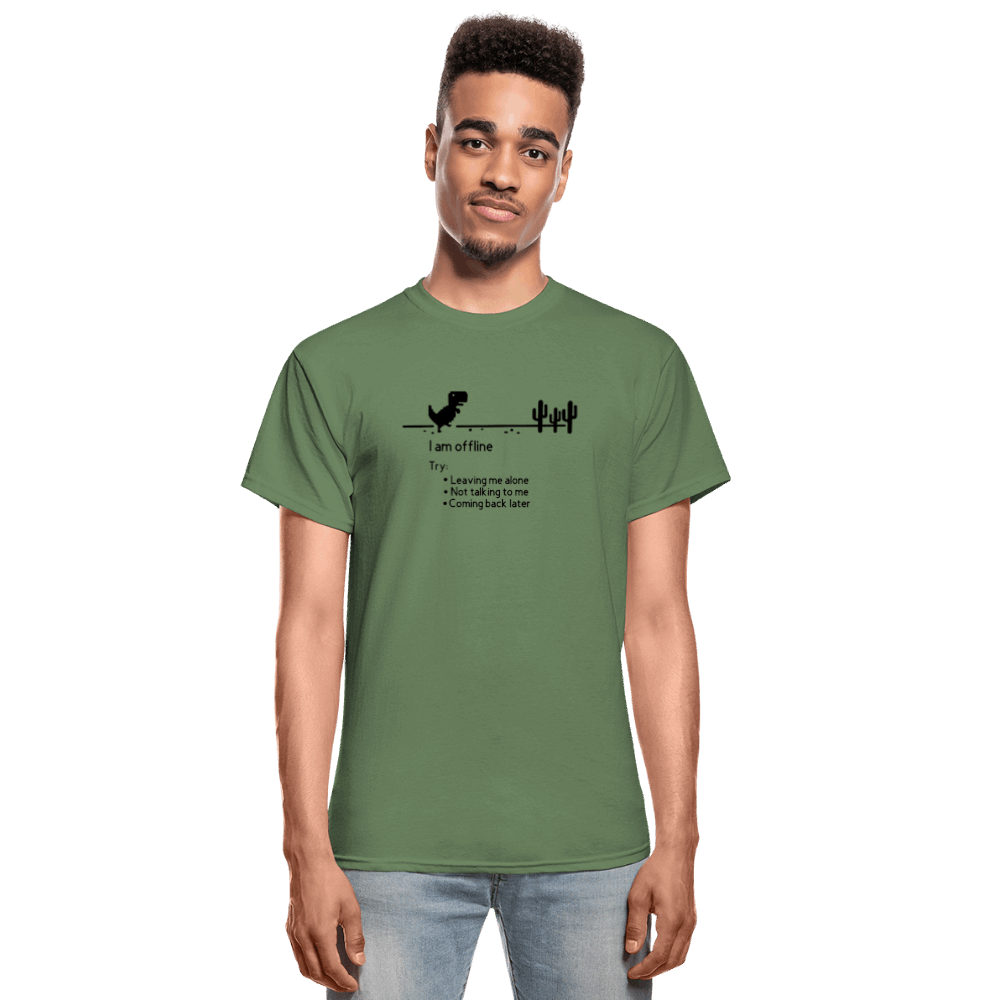 Gildan Ultra Cotton Adult T-Shirt -  I'm Are Offline - military green