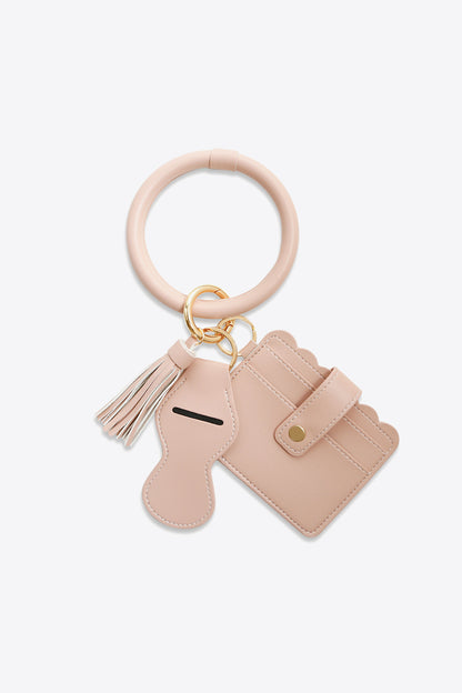 PU Wristlet Keychain with Card Holder