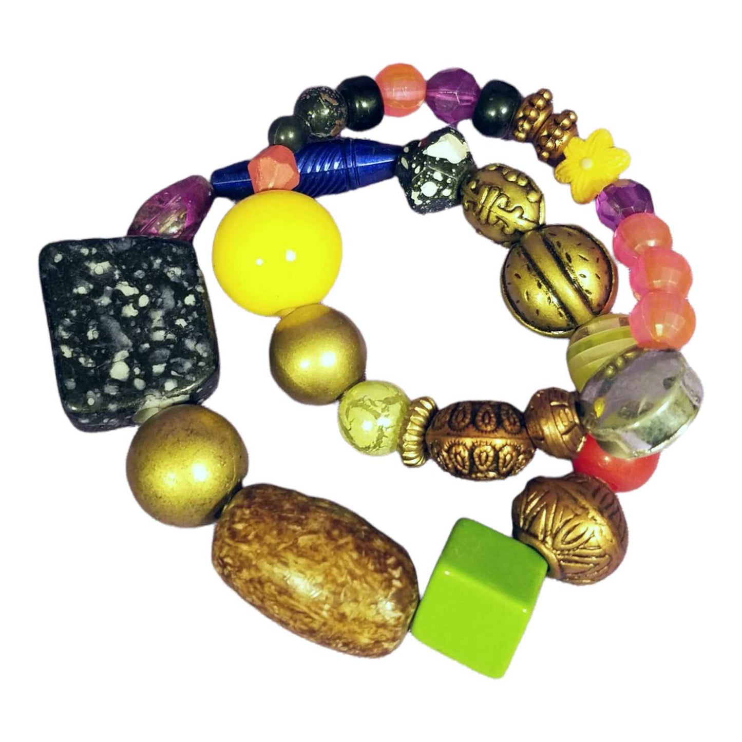 Various Mixed Bead Stretch Bracelets - 2 Pack