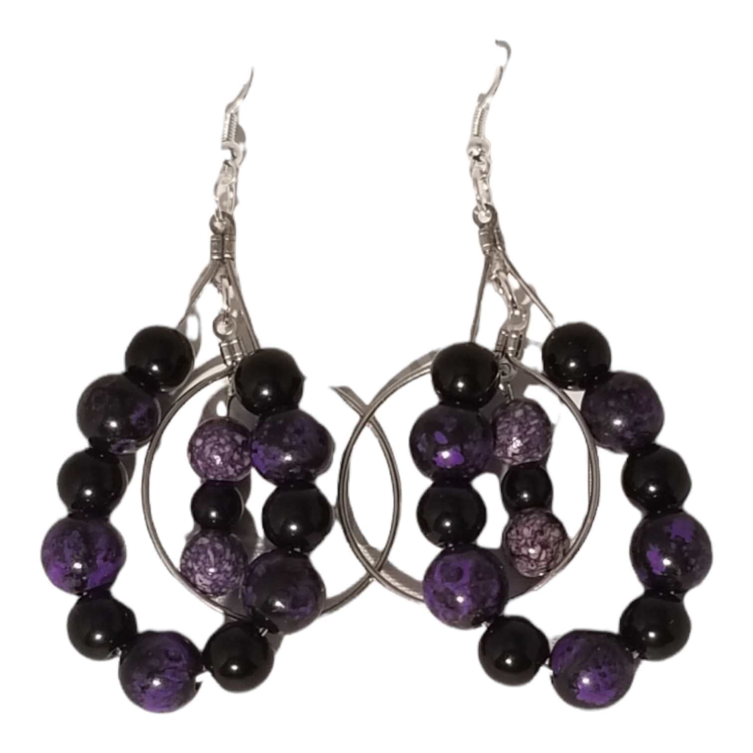 Women's Purple and Black Dangle Earrings