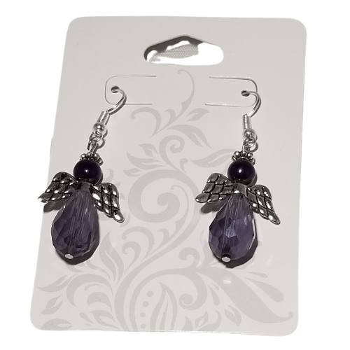 Guardian Angel Earrings, Silver-Tone Wings