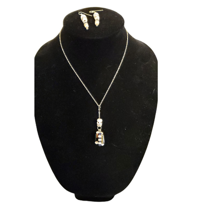 Glass Bead Bone Collection Necklace & Dangle Earrings Set