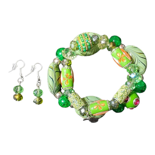 3 Piece Lime Bracelet and Earring Set