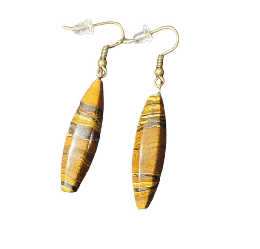 Oblonged Clay With Marble Print Earrings