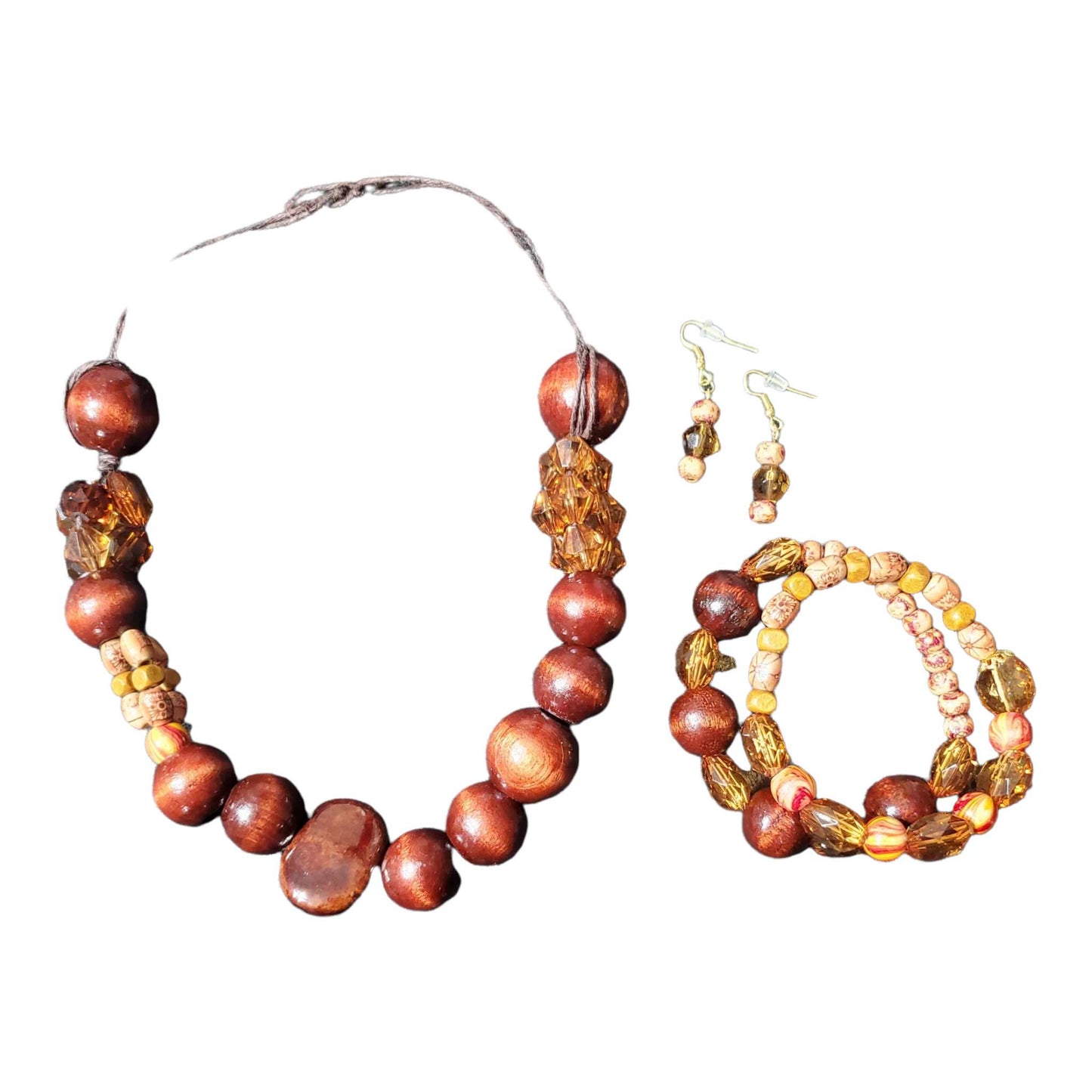 Wooden Bead Jewelry 4 Piece Set