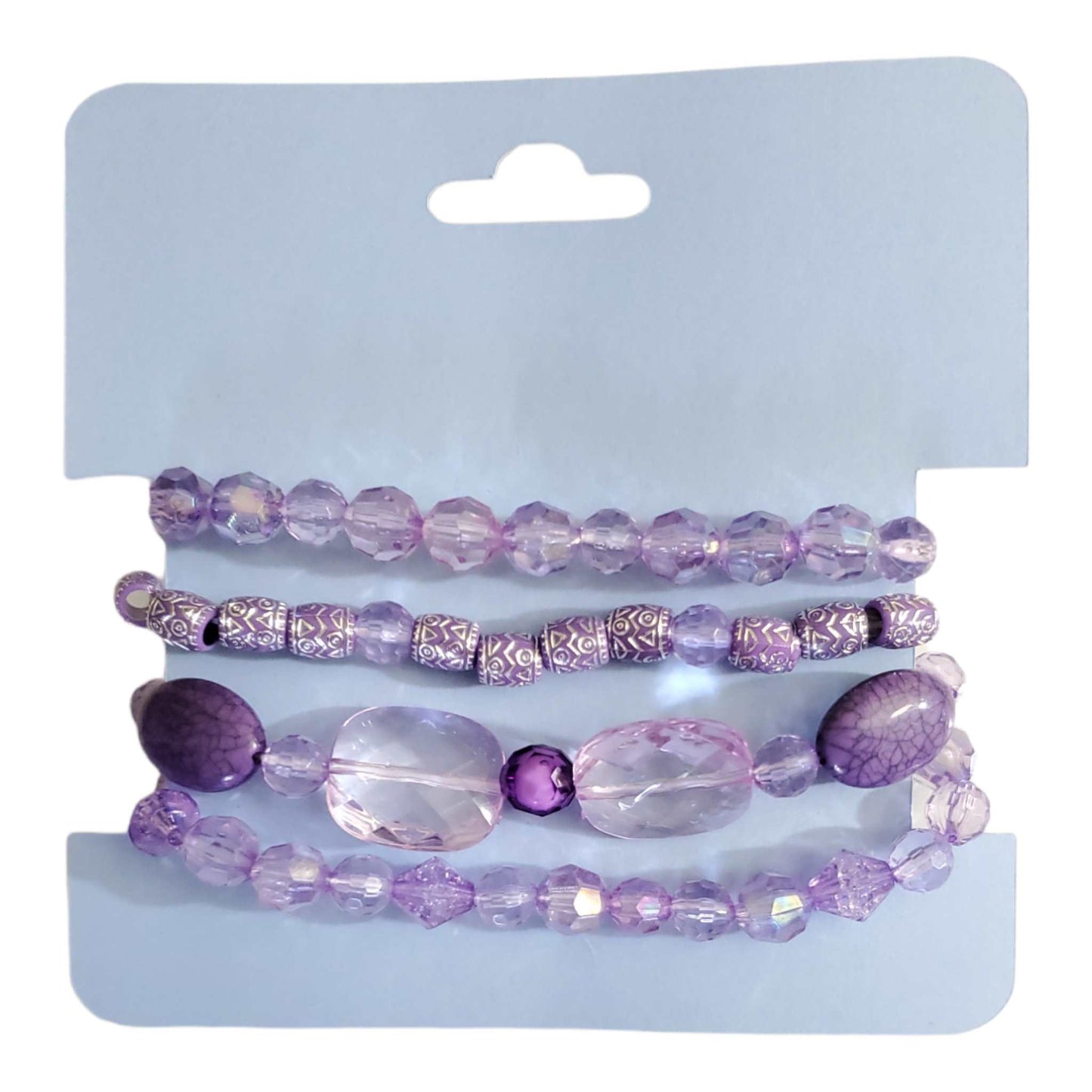 Lavender Bead Stretch Bracelet Stack, 4 Piece Set