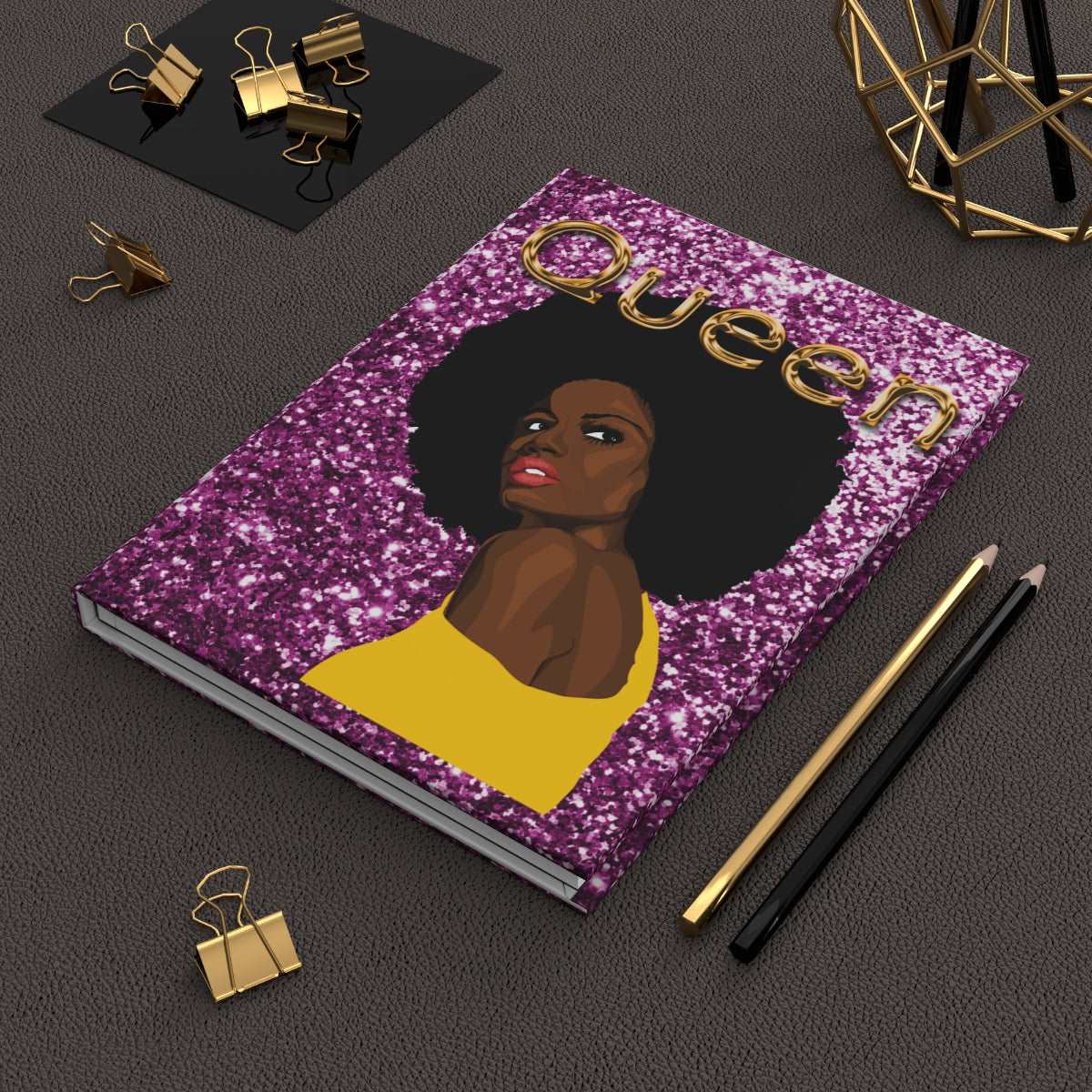 Queen Purple Glitter Print Hardcover Journal Matte